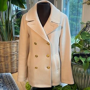 J Crew Stadium Cloth Nello Gori  Pea Coat Cream 10